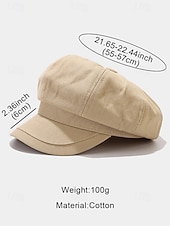 お買い得  レディース帽子-女性用キャンバスニュースボーイハット - 軽量で通気性に優れ、カーブしたつばと調節可能なストラップ付き。秋冬のストリートウェア、旅行、普段着に最適です。