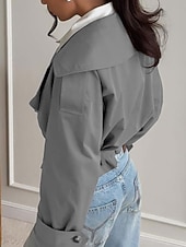 Per donna Giacca Casual Trench Confortevole Traspirante Allacciato Casual Semplice Vacanza Streetwear Casuale Abbigliamento quotidiano Aperto davanti Corto Collo ripiegato Vestibilità regolare Manica economico Cappotti Trench-Per donna Giacca Casual Trench Confortevole Traspirante Allacciato Casual Semplice Vacanza Streetwear Casuale Abbigliamento quotidiano Aperto davanti Corto Collo ripiegato Vestibilità regolare Manica