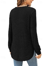 preiswerte Texturierte Oberteile-Damen Textur Bluse T Shirt T-Shirt Einfach Mode Modern Langarm Rundhalsausschnitt Normale Oberteile Täglich Ausgehen Asymmetrisch Schwarz Wein Fuchsie Braun Grün Frühling Herbst