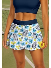 preiswerte Damenröcke &amp; Skorts-Damen Blumenmuster Tennisröcke Patchwork Tasche 2 in 1 UPF50+ UV-beständig Mit Taschen Volleyball Tennis Badminton Shorts Rock Marinenblau Tennisbekleidung