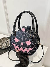 billiga påsar-Halloween-pumpahandväska för kvinnor – söt axelväska med pumpamotiv och spindelnätsdesign, väska i konstläder för fest, cosplay och högtidskläder