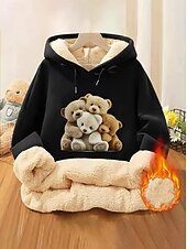 billige Dyr Topp-Dame Pullover hettegenser-genser Grafisk Dyr Bokstaver Varm Klassisk Fritid Langermet Med hette Vanlige topper Gate Hverdag Lomme Trykt mønster Svart Rosa Rød Grå Høst Vinter