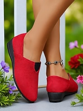 voordelige Platte damesschoenen-Rode instappers voor dames – lichtgewicht comfortloafers voor dagelijks gebruik, kerst, winkelen en reizen