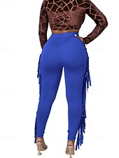 halpa Naisten kapeat housut-Naisten Housut Sukkahousut Mukavat leggingsit Katutyyli Vapaa-aika Täyspitkä Luonnollinen Tavallinen Tupsu Joustava vyötärö Mukava Pyhäpäivä Arki-asut Viikonloppu purppura Musta Valkoinen Armeijan