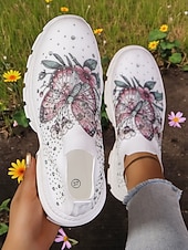 levne Dámské tenisky-Dámské flyknit nazouvací tenisky s podzimním potiskem dýňově-kávové – lehké ležérní podzimní vycházkové boty na Halloween a Dožínky