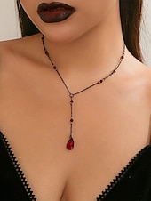 abordables Accessoires d&#039;Halloween-Parure de bijoux gothiques pour femme, style Halloween : collier et boucles d&#039;oreilles en cristal noir, idéale pour les fêtes, le cosplay et la vie nocturne.
