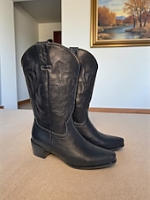 olcso Cowboy és nyugati csizma-női piros bőr cowboy csizma hímzett western mintával - stílusos városi divatcipő trendi öltözékekhez