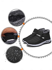 economico Stivali di neve e inverno-scarpe da ginnastica invernali da donna in caldo pile foderato color bordeaux – racchette da neve impermeabili e antiscivolo per passeggiate all&#039;aperto e clima freddo