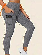 tanie Gładkie legginsy-Damskie Getry Moda Codzienny Pełna długość Wysoka talia Jednokolorowe Kieszeń Wysokie cięcie Oddychalność Miękka Wygodny Wysoka elastyczność Wino Granatowy Czarny Szary Jesień Zima Opinający / a