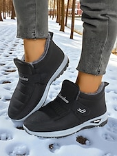 economico Stivali di neve e inverno-scarpe da ginnastica invernali da donna in caldo pile foderato color bordeaux – racchette da neve impermeabili e antiscivolo per passeggiate all&#039;aperto e clima freddo