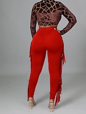 halpa Naisten kapeat housut-Naisten Housut Sukkahousut Mukavat leggingsit Katutyyli Vapaa-aika Täyspitkä Luonnollinen Tavallinen Tupsu Joustava vyötärö Mukava Pyhäpäivä Arki-asut Viikonloppu purppura Musta Valkoinen Armeijan