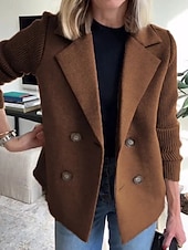 preiswerte Wintermäntel-Damen Mantel Bequem Atmungsaktiv Knöpfe Mode Täglich Einfach Outdoor Lässig Täglich Einreihig Regulär Revers Normale Passform Langarm Oberbekleidung Hellblau Schwarz Rosa Frühling Herbst