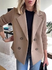 preiswerte Wintermäntel-Damen Mantel Bequem Atmungsaktiv Knöpfe Mode Täglich Einfach Outdoor Lässig Täglich Einreihig Regulär Revers Normale Passform Langarm Oberbekleidung Hellblau Schwarz Rosa Frühling Herbst