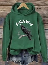 billige Halloween hettegenser og hettejakke-Dame Pullover hettegenser-genser Grafisk Bokstaver Halloween Elegant Varm Aktiv Langermet Med hette Vanlige topper Gate Hverdag Avslappet Trykt mønster Svart Hvit Blå Oransje Grønn Vår Høst Vinter