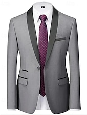 preiswerte Herren Klassische Blazer-Herren Set Anzüge Anzugweste Geschäft Cocktailparty Hochzeitsfeier 3 Stück Mode Lässig Frühling Herbst Polyester Farbblock Tasche Knöpfe Bequem Einreihig Blazer Schwarz Weiß Burgunderrot Königliches