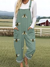 Women's Wide Leg Active Vacation Vintage Full Length Mid Waist Animal Pocket Inelastic Vacation Street Daily Blue Green Summer Spring Loose Fit4