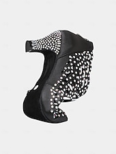 economico Scarpe per balli latini-scarpe da ballo da donna con punta aperta, strass e tacco basso color carne - calzature professionali per feste da ballo Gatsby