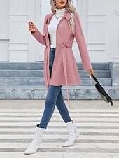 billige Vinterjakker-Dame Uformell jakke Hold Varm Bekvem Blondér Glidelås Lomme Fritid عادي Feriereise Gate Avslappet Dagligdagstøy Glidelås Lang Høy krage Tynn Langermet Yttertøy Svart Rosa Grønn Vår Høst