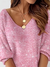 preiswerte Pulloverkleider-Damen Minikleid Freizeitkleid Winterkleid Shiftkleid Druckkleid Mode Modern Täglich Strand Wochenende Normale Passform Leopard Langarm V Ausschnitt Rosa Sommer Frühling Herbst