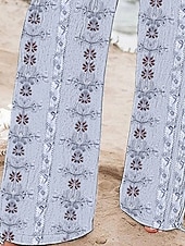 economico gamba larga e vita alta-Per donna Gamba larga Pantaloni Pantaloni Palazzo Moda Boho Lunghezza intera Vita Alta Fiore Coulisse Elastico in vita Stampato Traspirabilità Confortevole Streetwear Abbigliamento quotidiano Uscire