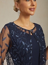 Damskie Marynarka Kurtka Lekki Koronka Haft Cekiny Elegancja Kwiaty Formalny Rocznica Impreza Gość weselny Otwarty przód Krótkie Wycięcie pod szyją Regularny Rękaw 3/4 Odzież wierzchnia Granatowy tanie Marynarki i garnitury-Damskie Marynarka Kurtka Lekki Koronka Haft Cekiny Elegancja Kwiaty Formalny Rocznica Impreza Gość weselny Otwarty przód Krótkie Wycięcie pod szyją Regularny Rękaw 3/4 Odzież wierzchnia Granatowy