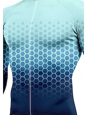 cheap Men's Jerseys-Men's Tops Cycling Jersey Graphic Geometric Gradient Long Sleeve Bike Jacket Jersey Top with 3 Rear Pockets Sun Sun Protection Sunscreen Quick Dry Sports Blue Clothing Apparel
