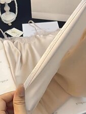 tanie Długie i krótkie koszule nocne dla kobiet-Damskie Piżama Koszula nocna Moda Codzienny Miękkie Czyste kolory Satynowa jedwabna piżama Koronka Niejednolita całość Dom Urlop Łóżko Bez rękawów Paski Beżowy Lato