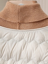 ieftine Jachete din puf-Pentru femei Fâș Cald Comfortabil Nasturi Modă Simplu Ieșire Sfârșit de săptămână Cu Un Nasture Regulat Crewneck Fit regulat Manșon Lung Îmbrăcăminte exterioară Roz Deschis Albastru Deschis Alb