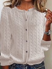 abordables Cardigans et vêtements d&#039;extérieur-Femmes Pull Cardigan Mode Streetwear Quotidien Couleur Unie Côtelé Ouvert devant Tricoté manche longue Hauts Réguliers Tricoter Fête Sortir Week-end Noir Vin Automne Hiver
