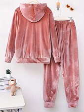 billiga Blusdräkter för kvinnor-Dam Aktiv Streetwear Blus Huvtröja Byxuppsättningar Långärmad Huva Ensfärgat Rynkad Semester Dagliga kläder Rodnande Rosa Vin Blå Höst Normal