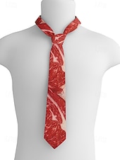 preiswerte Halloween-Zubehör-Herren-Halloween-Krawatte mit Fleisch-Print – lustiges und einzigartiges Steak- und Speck-Design, perfekt für Halloween-Partys und Kostümveranstaltungen