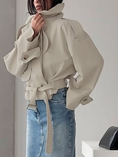 Per donna Giacca Casual Trench Confortevole Traspirante Allacciato Casual Semplice Vacanza Streetwear Casuale Abbigliamento quotidiano Aperto davanti Corto Collo ripiegato Vestibilità regolare Manica economico Cappotti Trench-Per donna Giacca Casual Trench Confortevole Traspirante Allacciato Casual Semplice Vacanza Streetwear Casuale Abbigliamento quotidiano Aperto davanti Corto Collo ripiegato Vestibilità regolare Manica