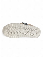 abordables Botas de nieve e invierno-Botines de nieve para mujer con forro polar vaquero: zapatos de invierno cálidos e informales sin cordones con correa de velcro para viajes y paseos al aire libre.