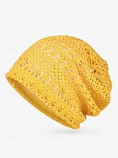 abordables Chapeaux pour femmes-Bonnet ample en tricot de dentelle pour femme – bonnet en polyester léger et respirant pour le printemps, l&#039;automne, les promenades en plein air et les tenues décontractées quotidiennes