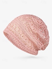 abordables Chapeaux pour femmes-Bonnet ample en tricot de dentelle pour femme – bonnet en polyester léger et respirant pour le printemps, l&#039;automne, les promenades en plein air et les tenues décontractées quotidiennes