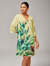 abordables Robes décontractées-mini-robe ample à imprimé floral et col en V