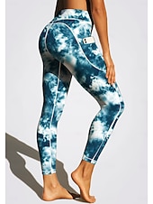 economico Leggings e collant da yoga-Per donna Unisex leggings da pilates Pantaloni fitness Leggings da palestra Tasche Bollo Tasche Laterali Pilates Palestra Allenamento in Palestra Pantaloni Collant Leggings Grafico Tinta a nodi