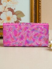 baratos cocktail-Conjunto de sapatos de salto alto com strass dourados e clutch combinando para mulheres, traje de festa brilhante e enfeitado para coquetéis