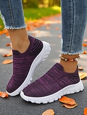 levne Dámské tenisky-Dámské růžové flyknit nazouvací tenisky s bílou podrážkou – ležérní lehká vycházková obuv na fitness, cestování i každodenní nošení