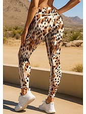 economico Leggings e collant da yoga-Per donna leggings da pilates Pantaloni fitness Leggings da palestra Tasche Bollo Tasche Laterali Pilates Palestra Allenamento in Palestra Pantaloni Collant Leggings Grafico Leopardato grigio