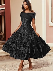 baratos Vestidos de Cocktail-Vestidos de Coquetel A-Line Rosa Vestido Elegante Formal Casamento Comprimento do Chá Sem Mangas Gola de Camisa Cetim com Plissado Ruched Aplique Bordado