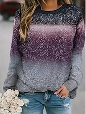 Women's Pullover Graphic Geometric Polka Dot Casual Long Sleeve Crew Neck Round Neck Regular Tops Street Casual Holiday Print Purple Spring Fall Winter4