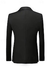 preiswerte Herren Klassische Blazer-Herren Set Anzüge Anzugweste Geschäft Cocktailparty Hochzeitsfeier 3 Stück Mode Lässig Frühling Herbst Polyester Farbblock Tasche Knöpfe Bequem Einreihig Blazer Schwarz Weiß Burgunderrot Königliches