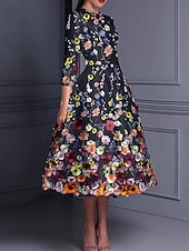 abordables Robes de cocktail-Ligne A Robes de Cocktail Élégant Robe de soirée Formel Mariage Longueur cheville Demi Manches Col ras du cou Poche Satin Dos nu avec Appliques 2025