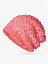 abordables Chapeaux pour femmes-Bonnet ample en tricot de dentelle pour femme – bonnet en polyester léger et respirant pour le printemps, l&#039;automne, les promenades en plein air et les tenues décontractées quotidiennes