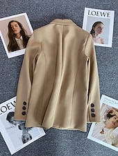 billiga Blazers och kostymer-Dam Kavaj Bekväm Andningsfunktion Ficka Ledigt Slät Kontor Gata Ledigt Dagliga kläder Enkelknäppt Normal Nedvikt Normal Långärmad Ytterkläder Svart Rodnande Rosa Kaki Sommar Vår