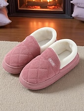 voordelige Damespantoffels &amp; slippers-gewatteerde pantoffels voor dames met voering van imitatiebont – warme huisschoenen voor de winter en koude vloeren