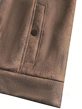 economico Giacca in ecopelle-Per uomo Giacca in Ecopelle Giacca in finta pelle scamosciata Vacanza Quotidiano Antivento Caldo Tasca Autunno Inverno Semplice Moda Classico Bavero Regolare Marrone Giacca