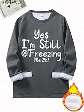 levne Mikiny s fleecovou podšívkou-Dámské Svetrová mikina Pullover Grafika Písmeno Teplé Módní Na běžné nošení Dlouhý rukáv Tričkový Kulatý Dlouhé topy ulice Na den Kapsy Tisk Černá Tmavě růžová Vodní modrá Šedá Podzim Zima