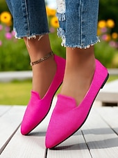 abordables Chaussures sans lacet et mocassins femme-Chaussures plates rouges à bout pointu pour femmes – mocassins élégants à enfiler pour Noël, les fêtes et les tenues décontractées du quotidien